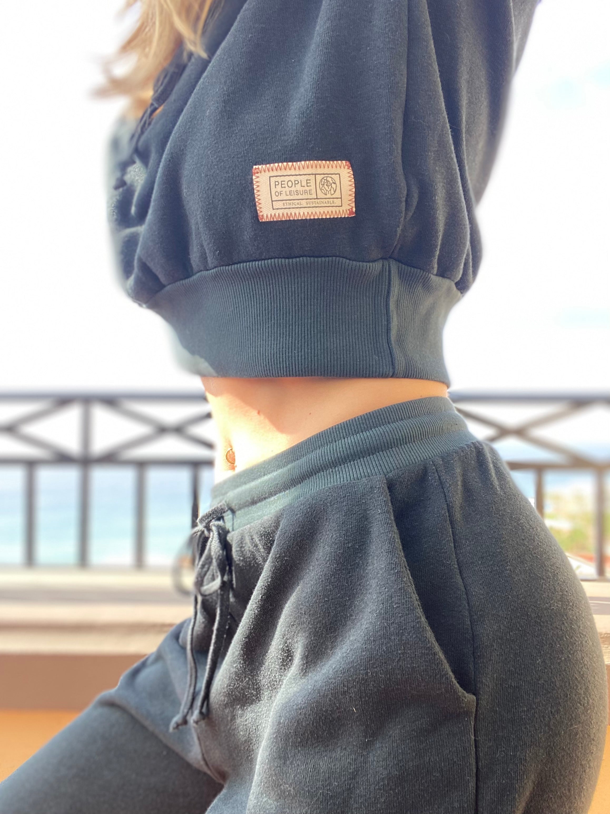 Navy Eco Crop Hoodie