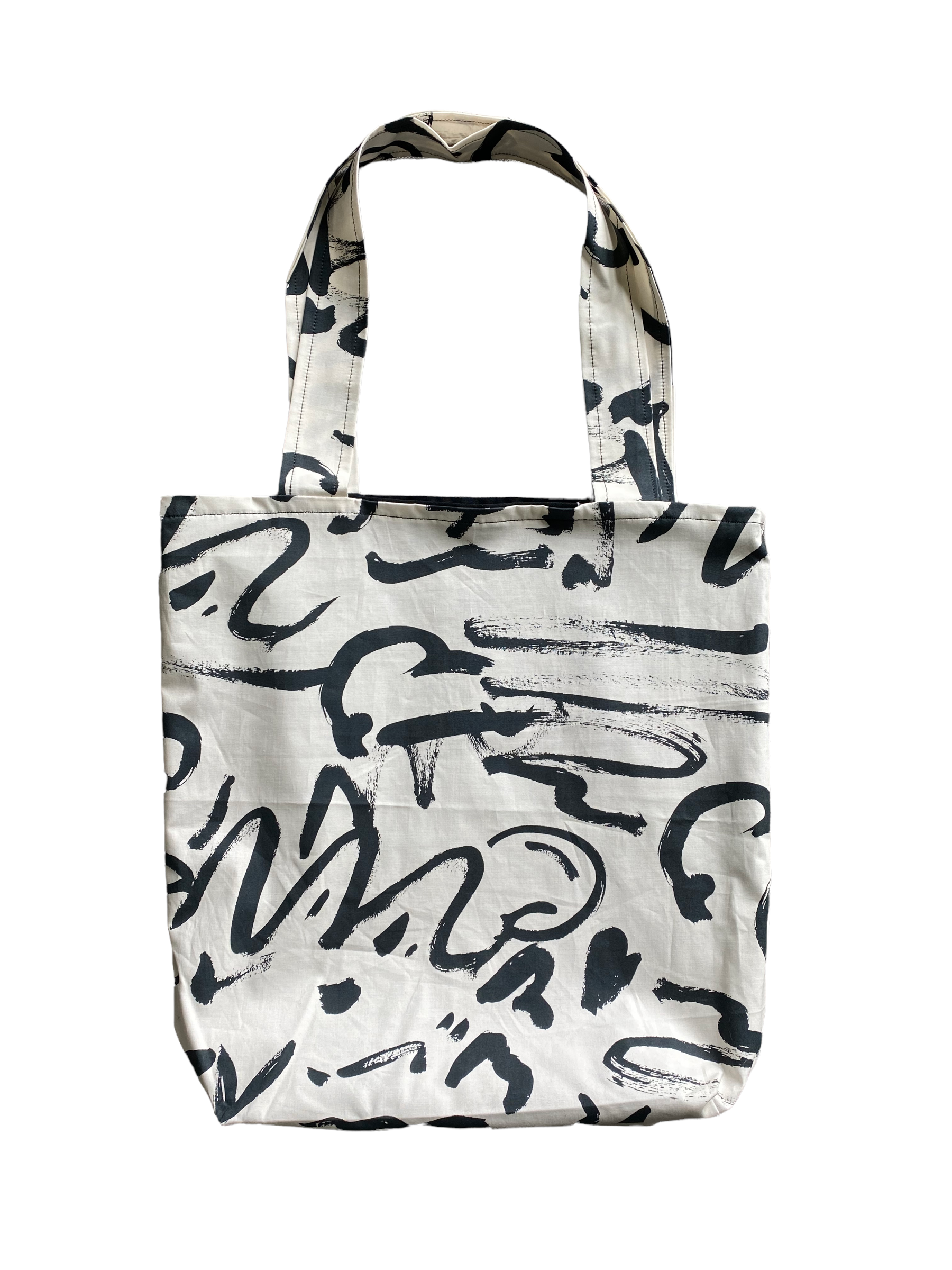 White & Black Scribble Tote