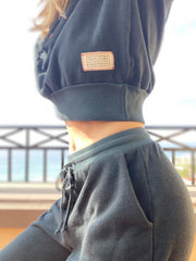 Navy Eco Crop Hoodie