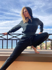 Navy Eco Crop Hoodie