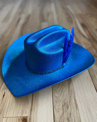 Electric Blue Cowboy/girl hat